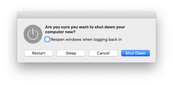 phím tắt shutdown macbook