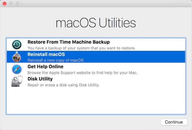 Cài đặt lại Mac OS