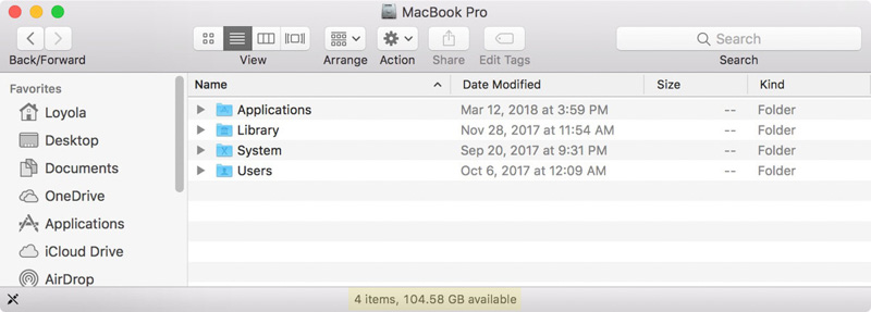 Kiểm tra dung lượng Macbook bằng Finder