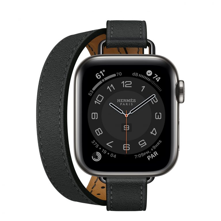 MJ5U3 apple watch 6 hermes Gray Stainless Steel Case with Attelage Double Tour Noir laptopvang 1