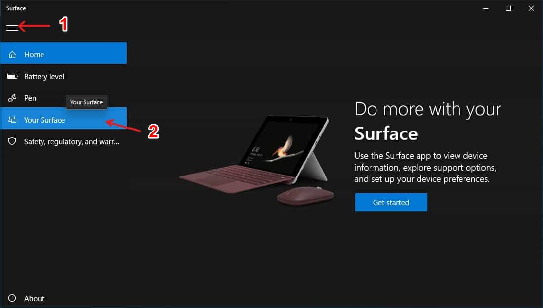 Kiểm tra bảo hành Surface bằng App