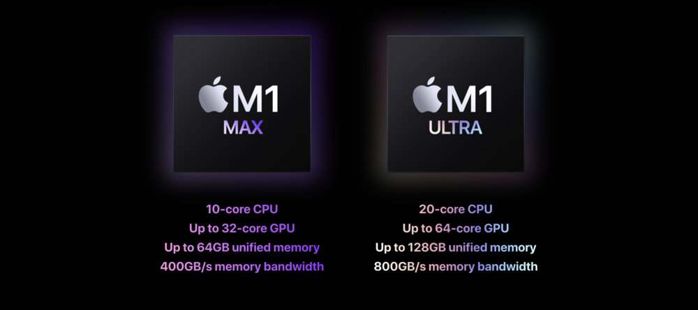 Hiệu suất trên Mac Studio đến từ M1 Max và M1 Ultra