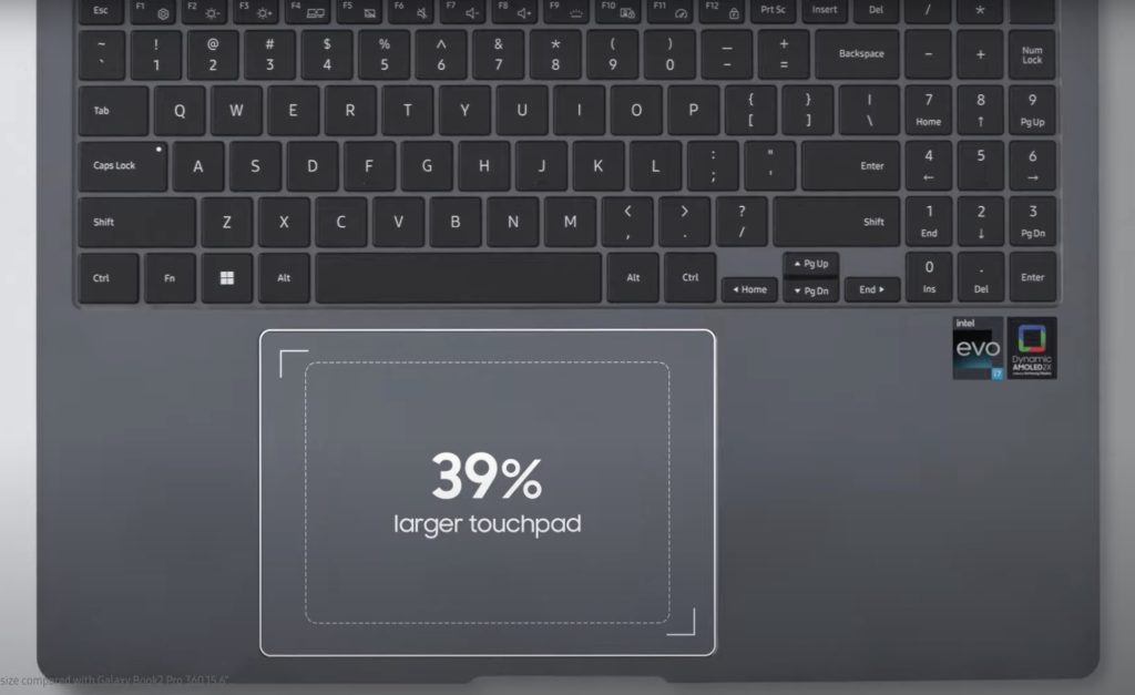 TouchPad và phím phụ trên Galaxy Book3 Pro 16 inch