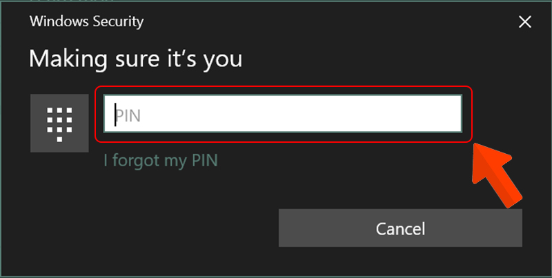 nhập mã pin