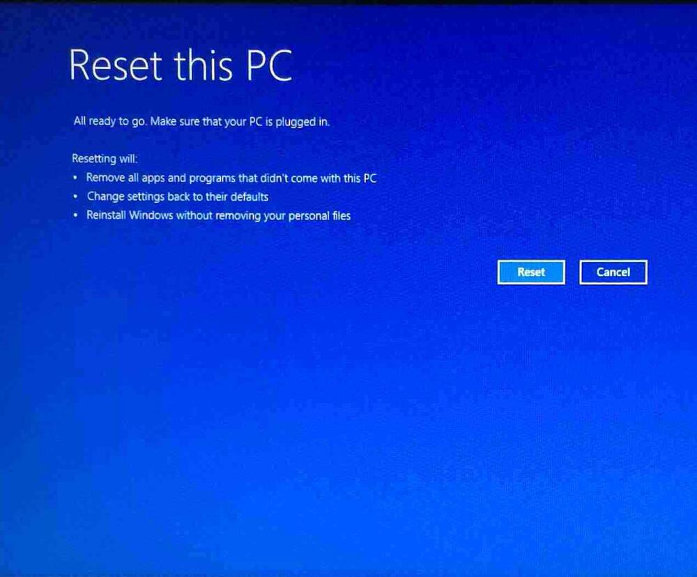 reset this pc