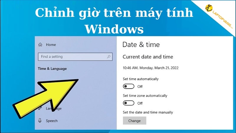 cách chỉnh giờ trên máy tính
