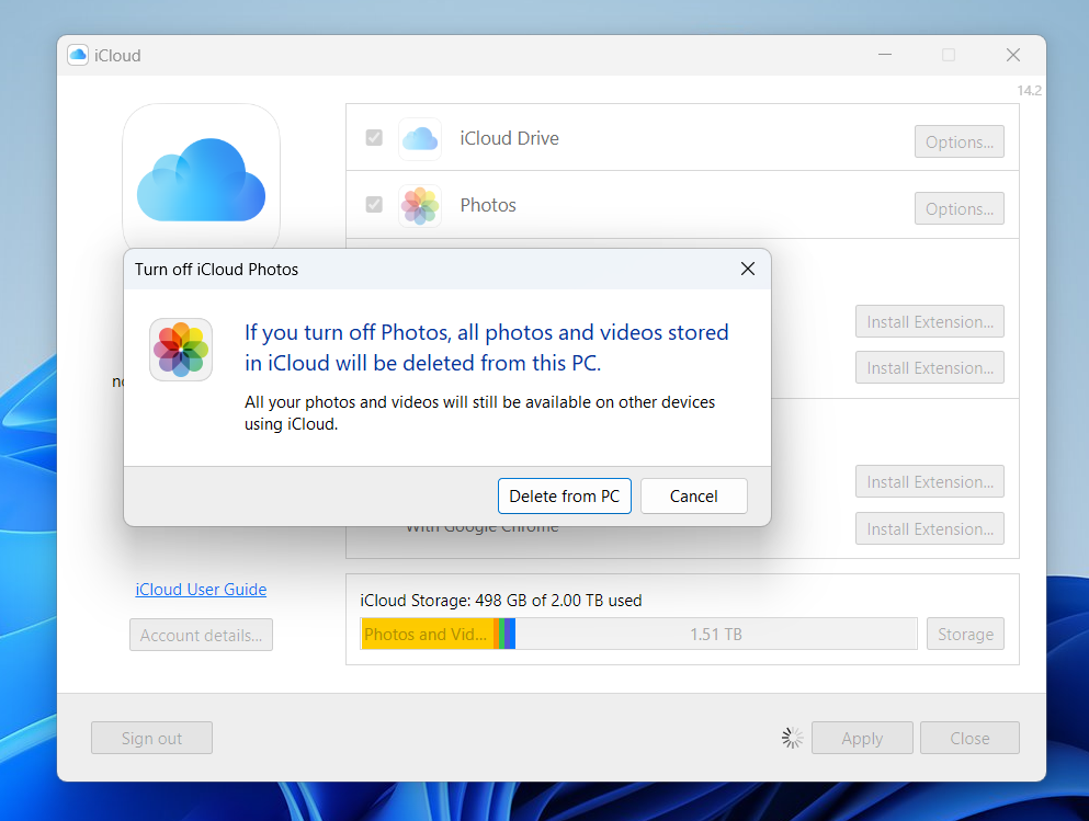 Giao diện iCloud Windows
