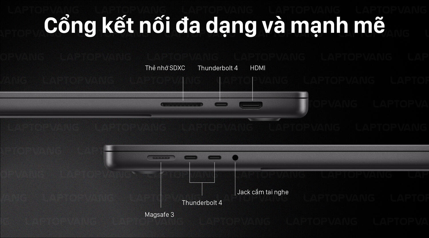 Cổng kết nối MacBook M3 Pro Black