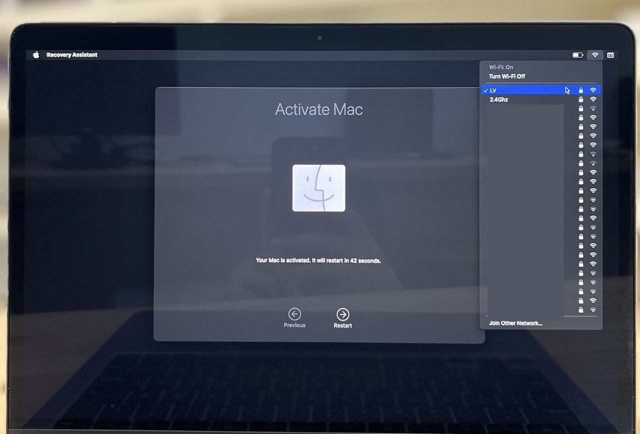 Kết nối Wifi & chọn Restart