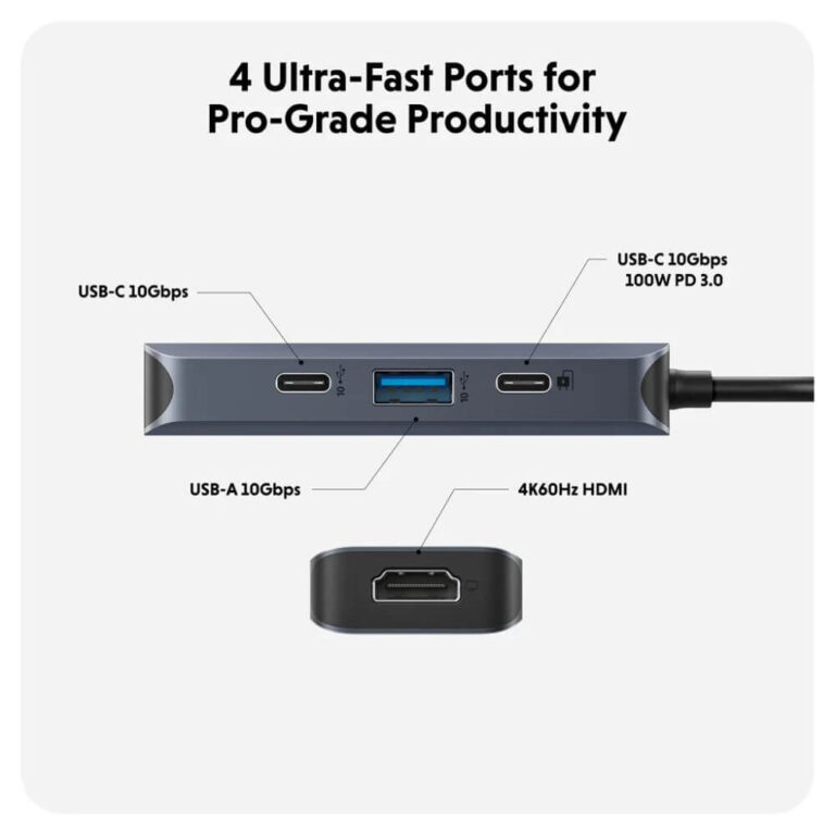 Cổng Chuyển Đổi Hyperdrive Next 4 Ports USB C HD4001GL 01