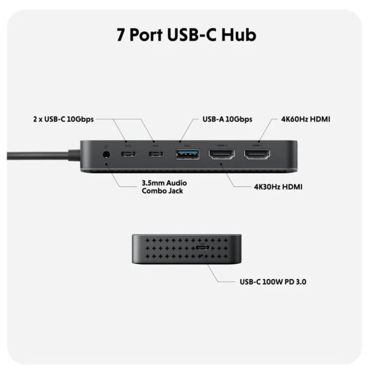 Cổng Chuyển Hyperdrive Next Dual 4K 7 Ports USB C HD7002GL 04