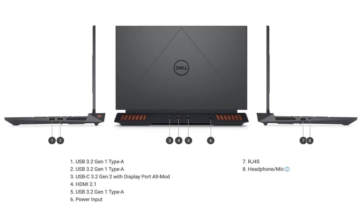 Hệ thống cổng kết nối Dell G15 5535