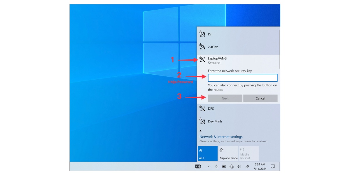 Bật wifi laptop lenovo windows 10. Bước 2