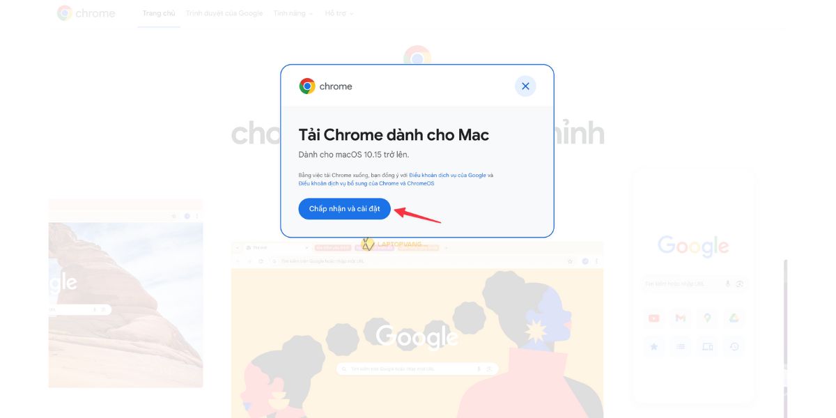 Chấp nhận tải chrome về MacBook