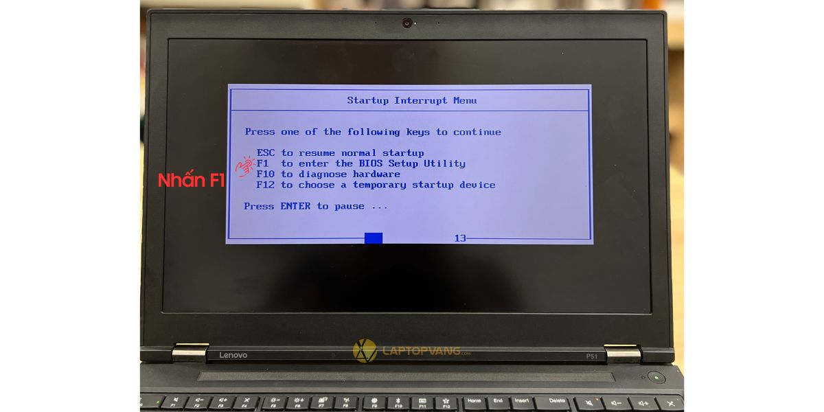 Nhấn F1 trên bàn phím để vào BIOS ThinkPad