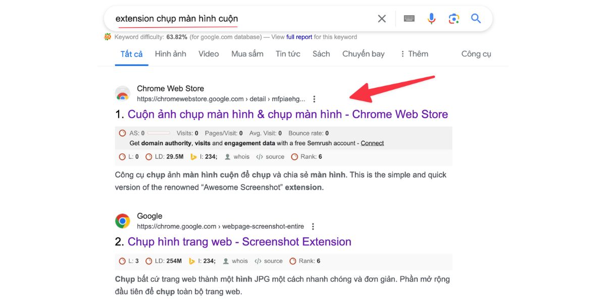 Chụp màn hình cuộn với Extension B1