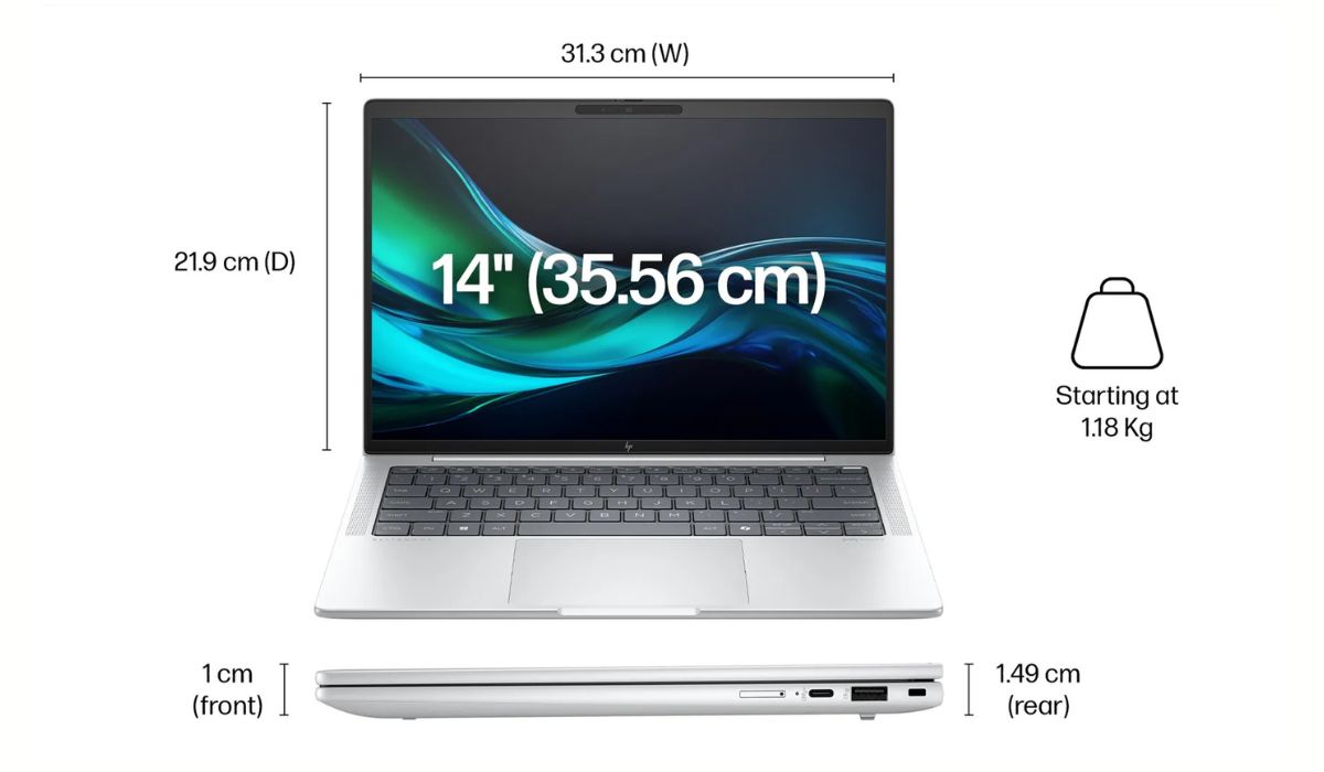 Các thông số ề kích thước của HP Elitebook x360 1040 G11