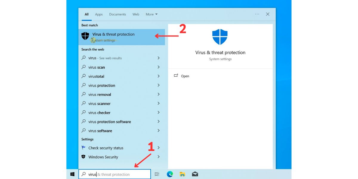 Tìm Windows Defender trên windows 10
