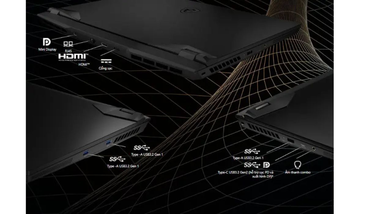 Các cổng kết nối MSI Vector đa dạng