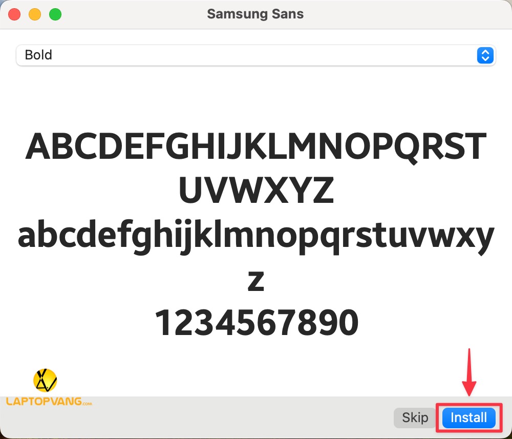 Nhấn Install để cài font