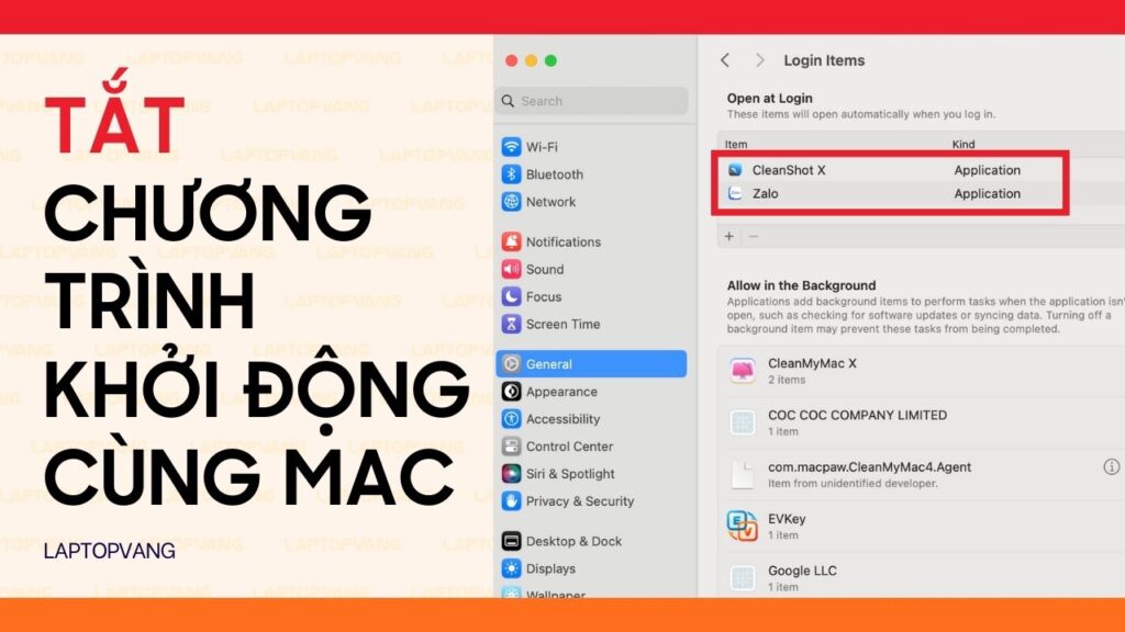 Tắt chương trình khởi động cùng Mac