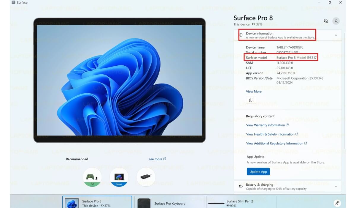 cách kiểm tra đời máy surface pro