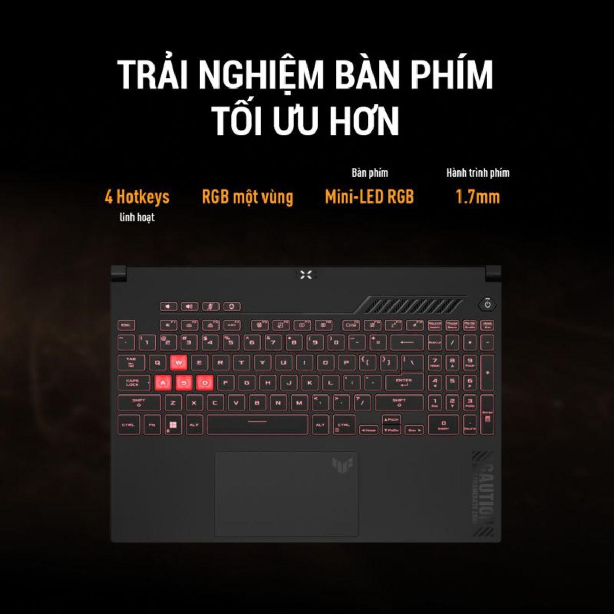 hệ thống bàn phím của asus tuf dash f15