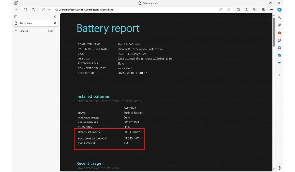 cách kiểm tra pin surface