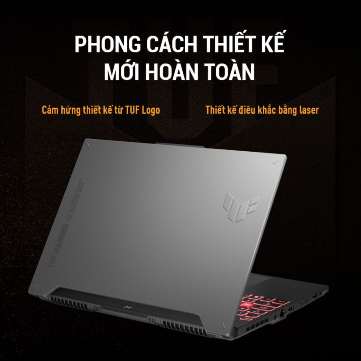 vẻ ngoài mạnh mẽ, đậm chất gaming của asus tuf gaming a15 (2023)