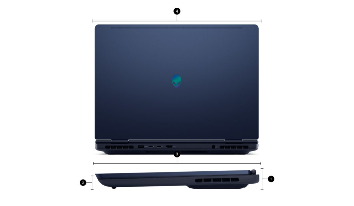 Kích thước laptop Alienware 16 Aurora AC16250