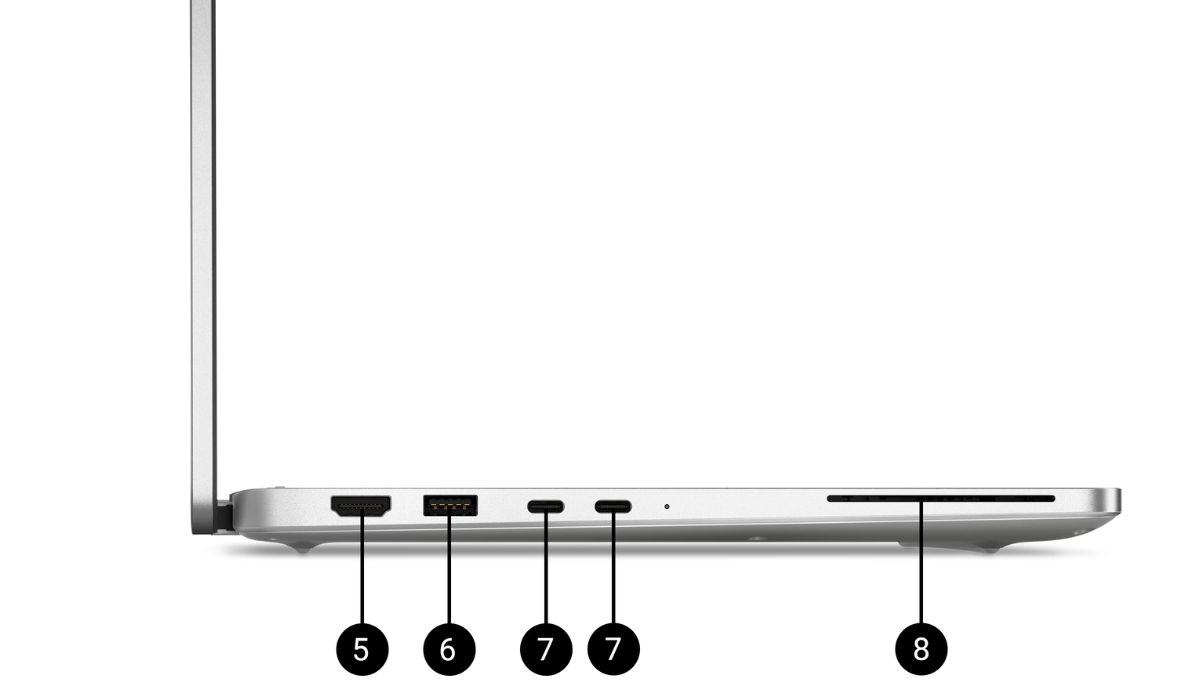 Các cổng kết nối ở cạnh trái Dell Pro 13 Plus 2 in 1