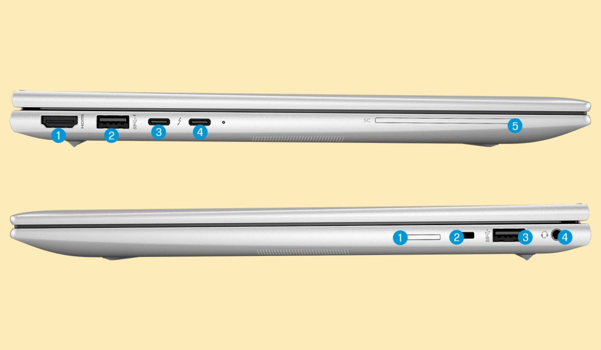 Các cổng kết nối của laptop ở 2 bên cạnh